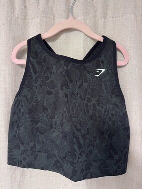 Gymshark Black & Charcoal Patterned Cropped Tank